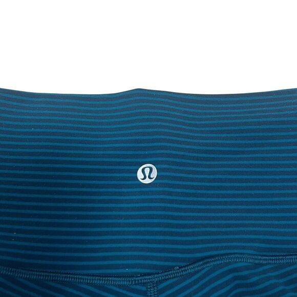 Lululemon Wunder Under High-Rise Stripe Leggings Teal Blue Athletic Pants Size 6 - Picture 6 of 8